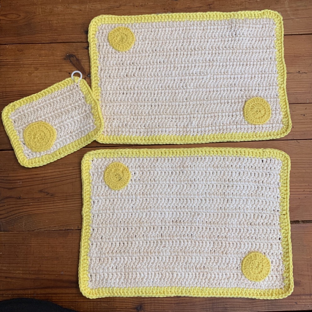 Handmade Crochet Placemat and Coaster Set
